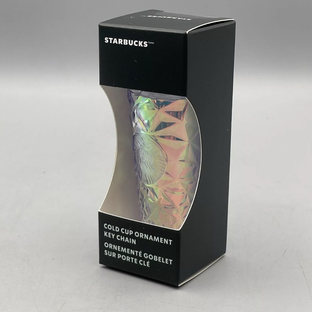 Starbucks 2023. Silver & Iridescent Prism Cold Cup Keychain & Ornament. BNWT
